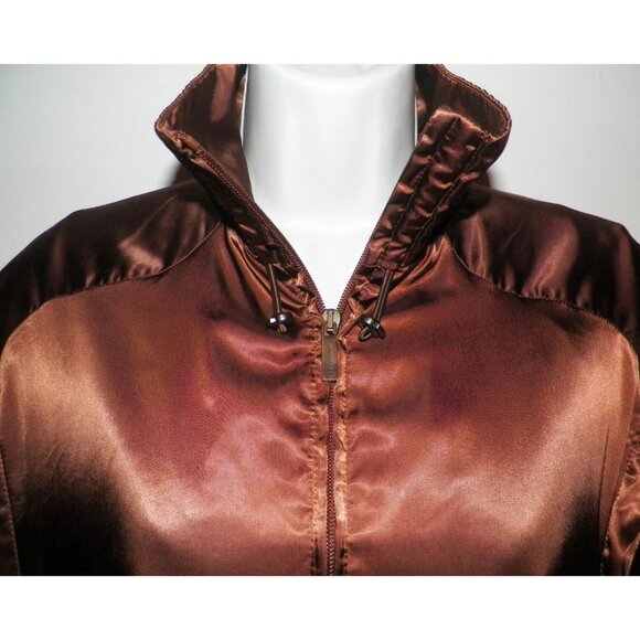 Women's M Calvin Klein Golf Brown Satin Windbreaker Jacket - Picture 7 of 9